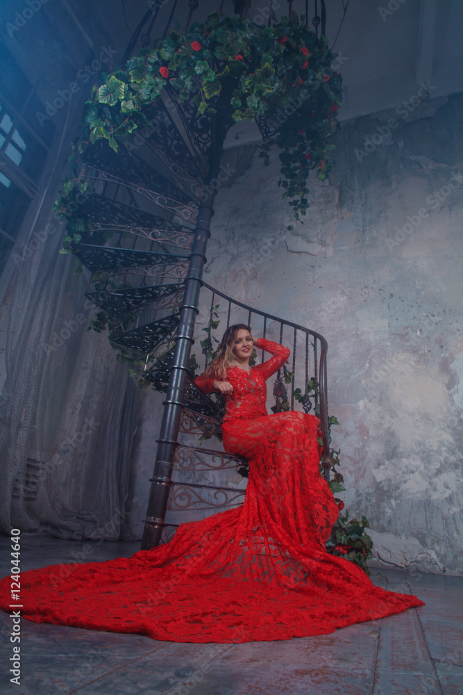 Girl in red dress enthralling Girl in red dress enthralling