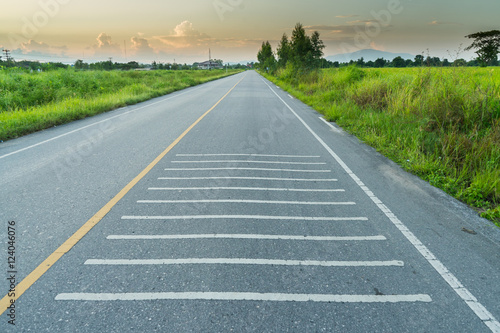 side view of slow down lines on the road