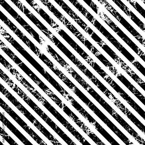 Seamless vector lined pattern. Creative geometric black and white background with diagonal lines. Grunge texture with attrition, cracks and ambrosia. Old style vintage design. Graphic illustration.
