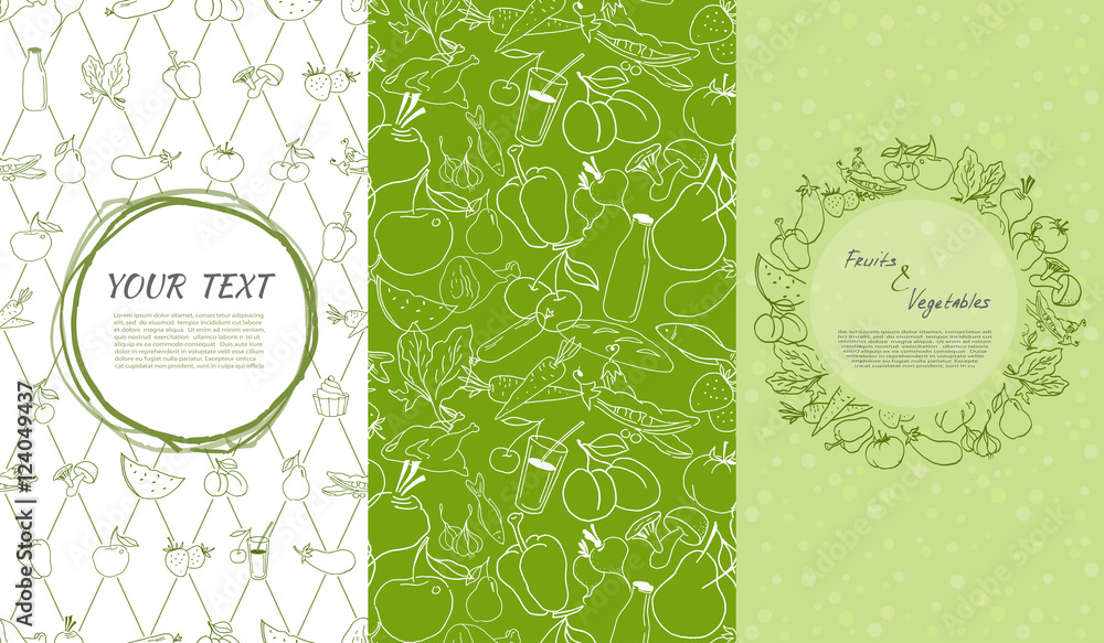 Hand drawn set of design elements. Seamless patterns and backgrounds ...