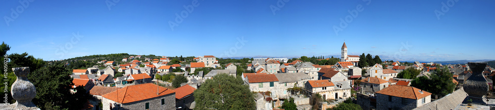 Panoramic view of town Grohote on the Solta island, Croatia.