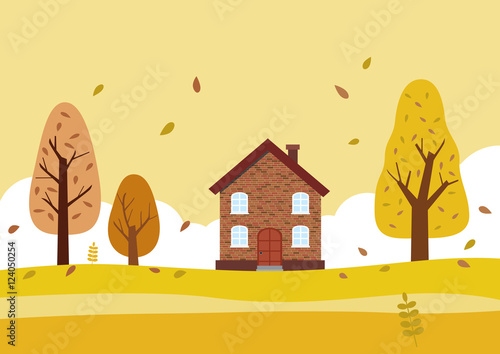 Sonbahar manzaralı ev
