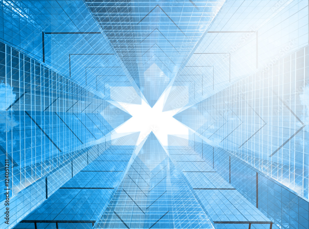 Obraz premium Architectural composition made of corporative buildings. Abstract business background
