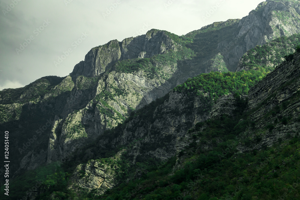 High mountains and clouds, beautiful nature landscape