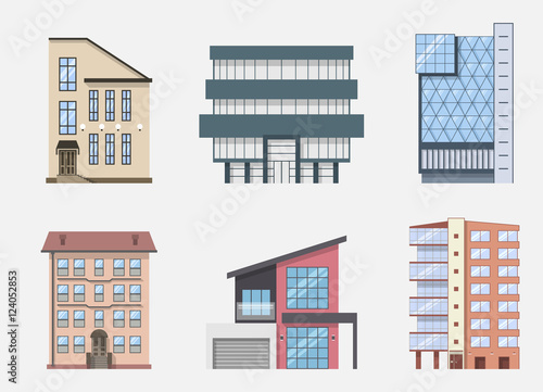 Real Estate Building Icons and Symbols set, isolated. Vector illustration.