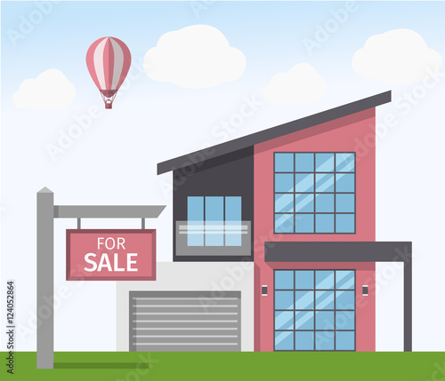 House for Sale sign. Vector illustration in flat style.