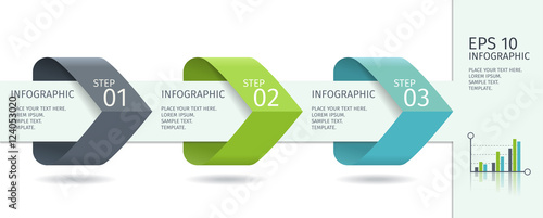 Infographic arrows with step up options. Vector template in flat design style.