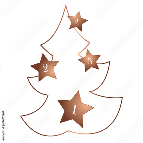 Tannenbaum mit 4 Sternen Kupfer