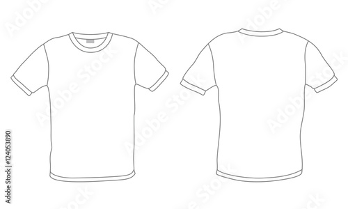 White men's t-shirt template vector, front and back view