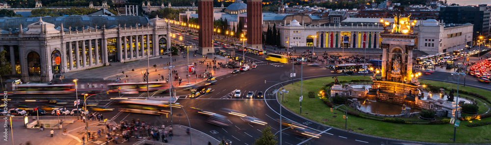 Naklejka premium Widok z lotu ptaka Plac Hiszpański w Barcelonie