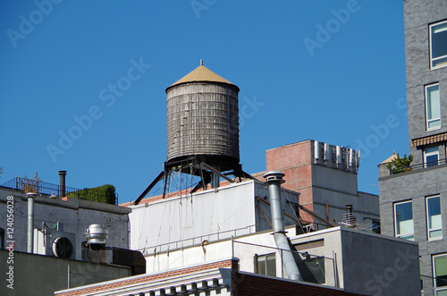 New York City urban water towers and rooftops