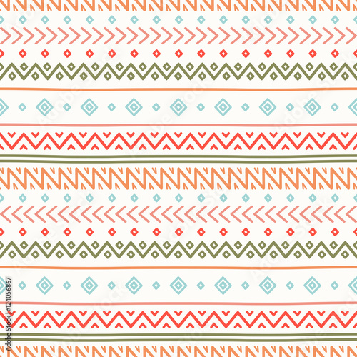 Tribal hand drawn line geometric mexican ethnic seamless pattern. Border. Wrapping paper. Scrapbook. Doodles. Vintage tiling. Handmade native vector illustration. Aztec background. Ink graphic texture