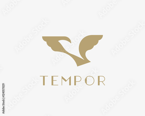 Abstract bird negative space logotype. Freedom dove vector logo symbol design.