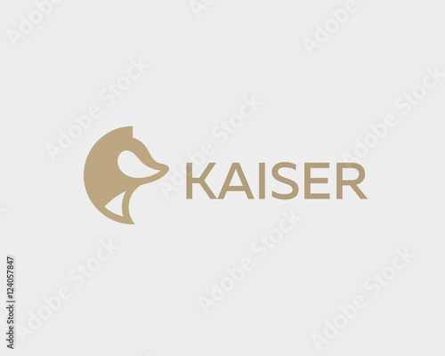 Abstract animal logo design template. Dog wolf fox pet vector logotype.