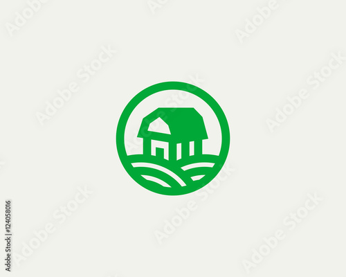Farm house vector logotype. Natural organic products logo symbol.