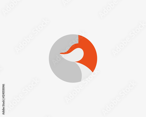 Fox logo design. Round foxy vector illustration logotype.