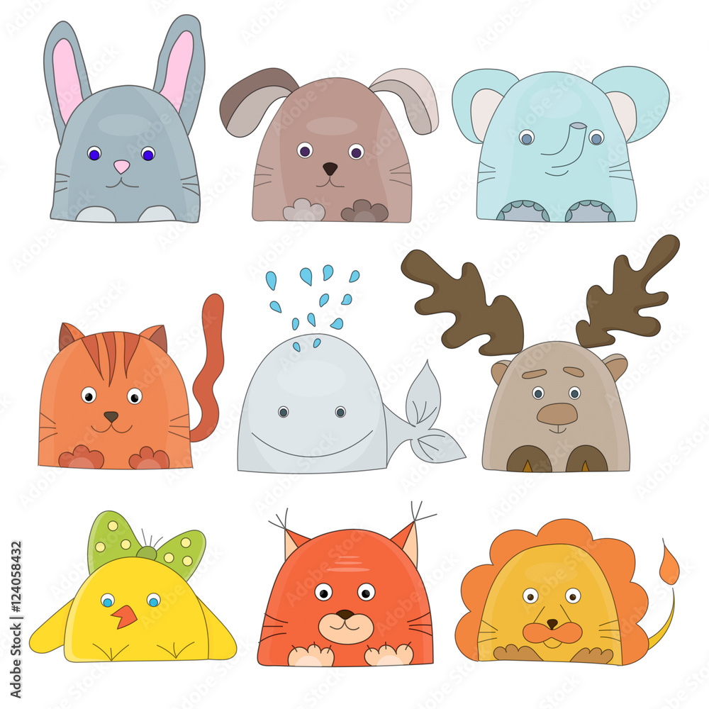 Obraz premium Cute animals collection for kids party design