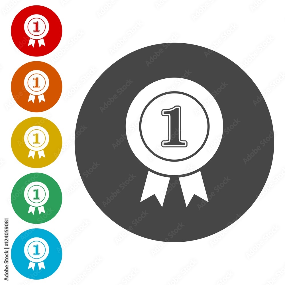 Badge with ribbons Icon, Winner icon Badge with ribbons Icon, Winner icon