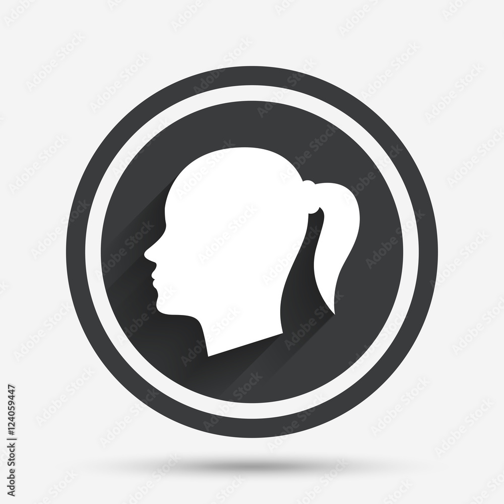 Head sign icon. Female woman human head. Head sign icon. Female woman human head.