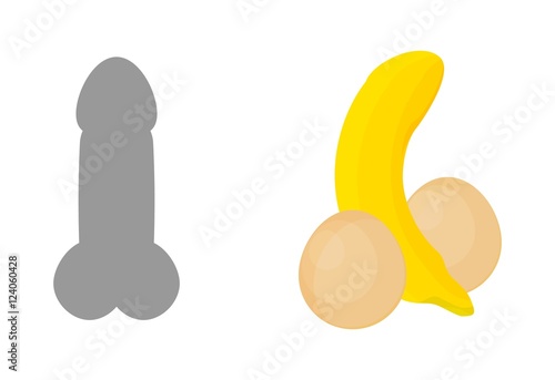 funny illustration with banana and eggs