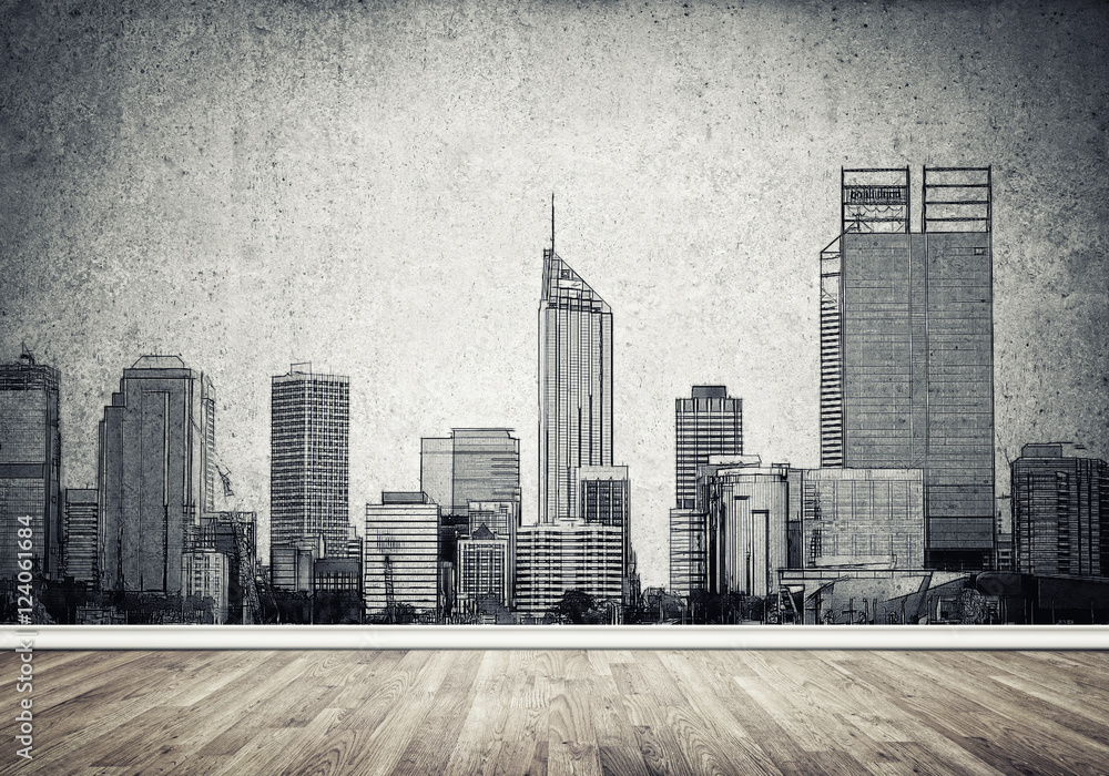 Fototapeta premium City design on wall