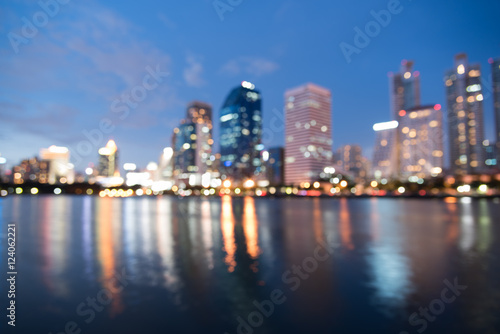 blurred modern city with bokeh for use as background