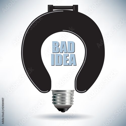 Light Bulb Bad Idea Concept with Toilet Seat for Print or Web