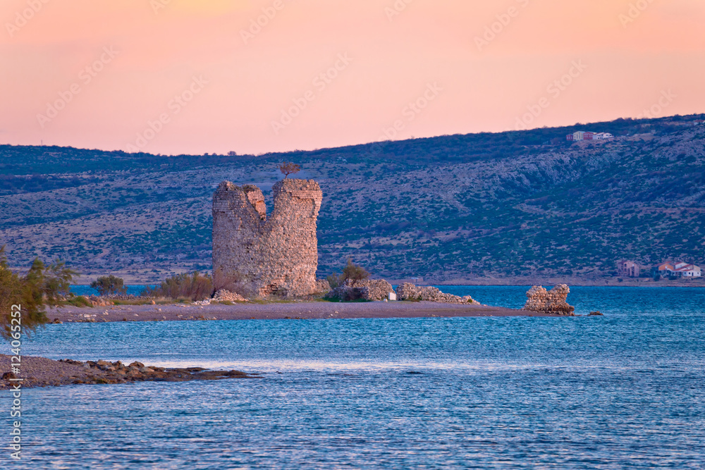 Starigrad Paklenica tower ruins by the sea