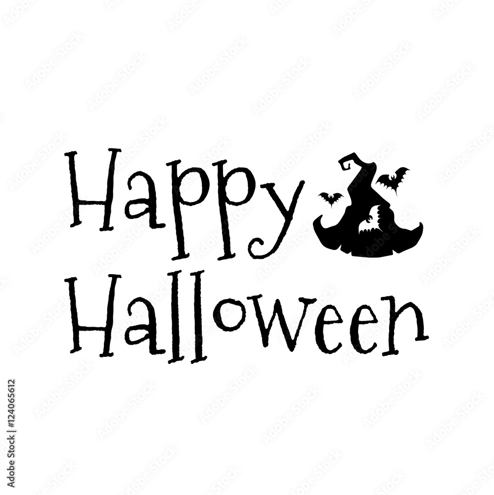 Witch Hat for Halloween and bats. Happy Halloween Greeting Card. Vector Witch Hat for Halloween and bats. Happy Halloween Greeting Card. Vector