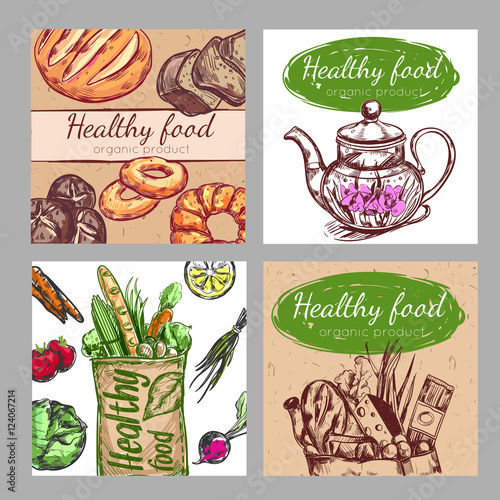 Sketch Healthy Food Icon Set