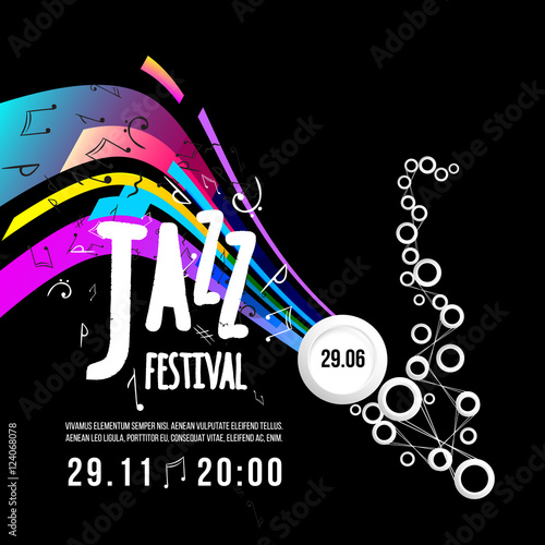 Jazz festival poster template. Jazz music. Saxophone. International Jazz Day. Vector design element
