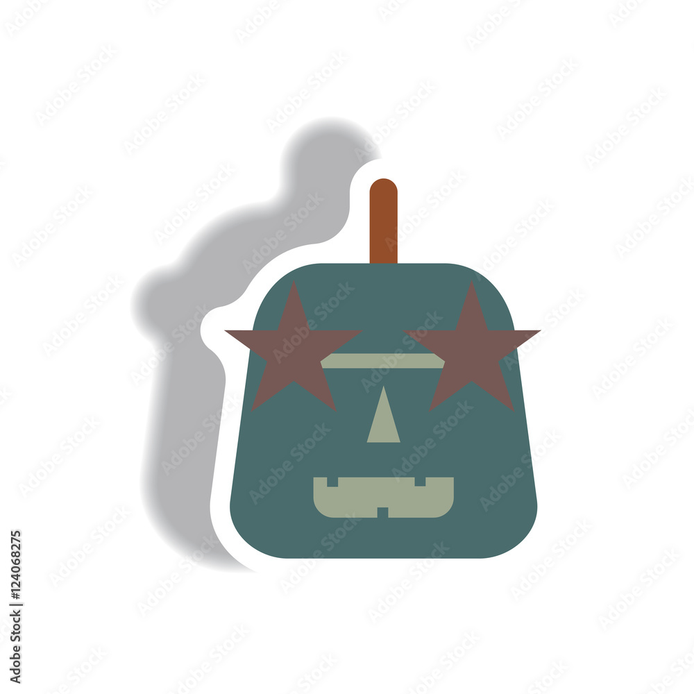 Obraz premium Vector illustration paper sticker Halloween icon pumpkin and Star Glasses