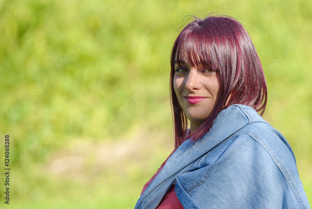 portrait of a young woman with green eyes