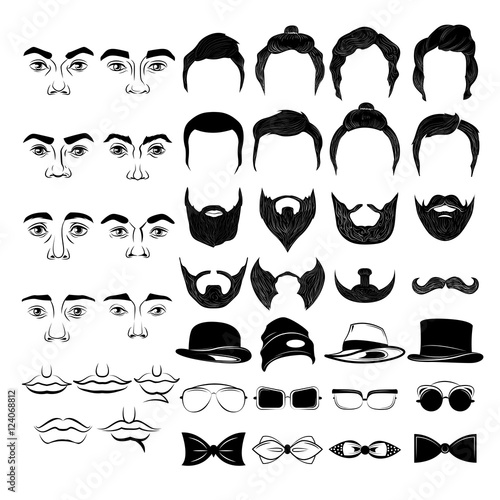 Male Faces Monochrome Constructor