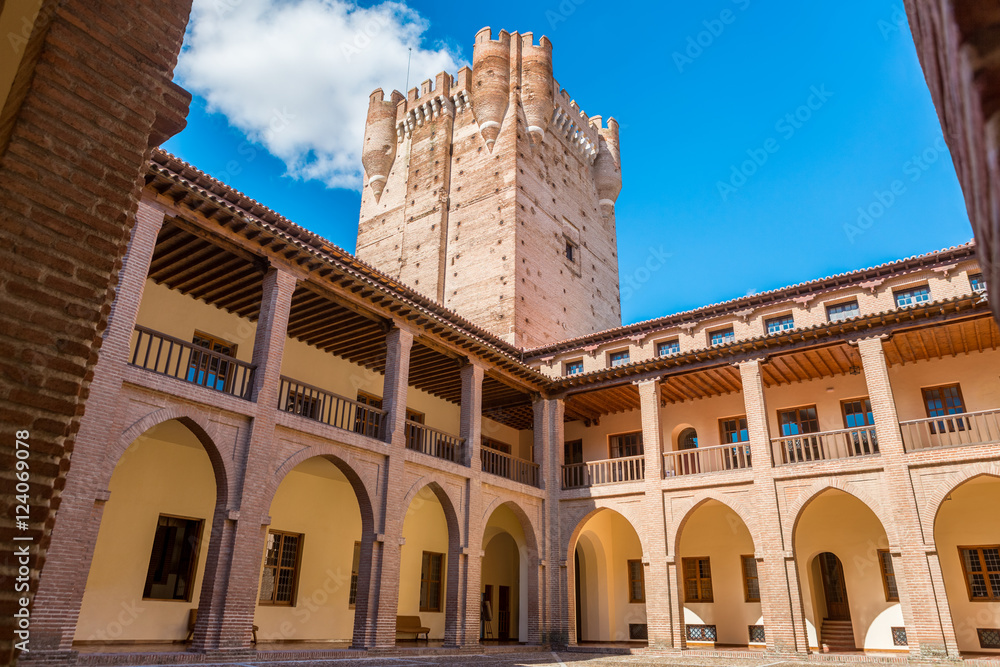 Interior view of the famous castle Castillo de la Mota in Medina del Campo, Valladolid, Spain. 
This reconstructed medieval fortress is currently declared as Spanish Heritage of Cultural Interest.