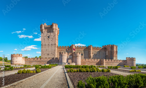 Panoramic view of the famous castle Castillo de la Mota in Medina del Campo, Valladolid, Spain. 
This reconstructed medieval fortress is currently declared as Spanish Heritage of Cultural Interest.