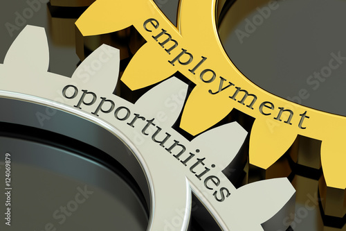 employment opportunities concept on the gearwheels, 3D rendering photo