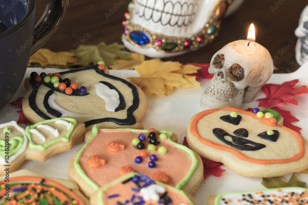 Halloween Cookies on a White Ceramic Plate