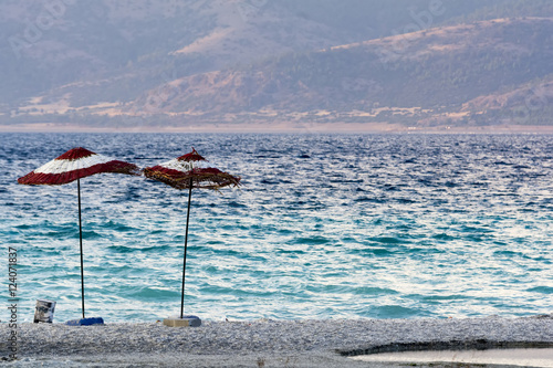 Beach umbrella at the lake