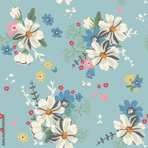 Fototapeta Naklejka Na Ścianę i Meble -  Flower seamless pattern in vintage style.