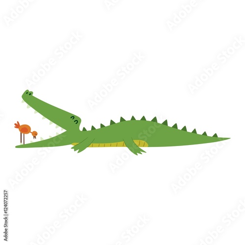 Cute crocodile character vector