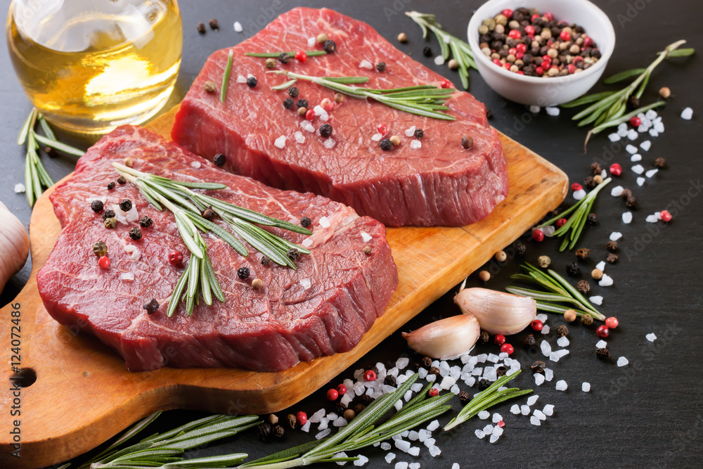 raw beef steak with spice raw beef steak with spice