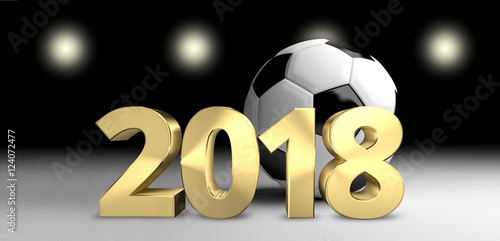 Fototapeta Naklejka Na Ścianę i Meble -  football ball 2018 soccer 3D render golden football