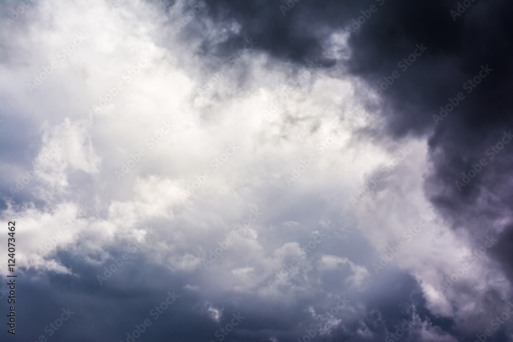 Deep Blue Black Dramatic Stormy Clouds Weather Sky Detail Contra