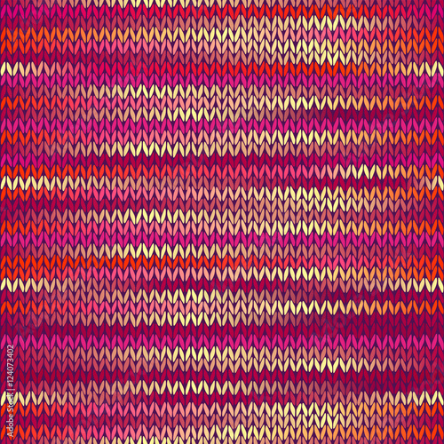 Seamless Knitted Melange Pattern. Red Yellow Color Vector Illustration.