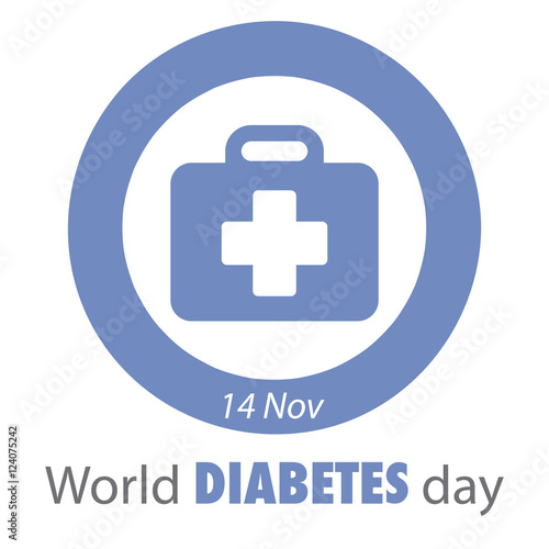 blue circle symbol of the international day of diabetes with kit