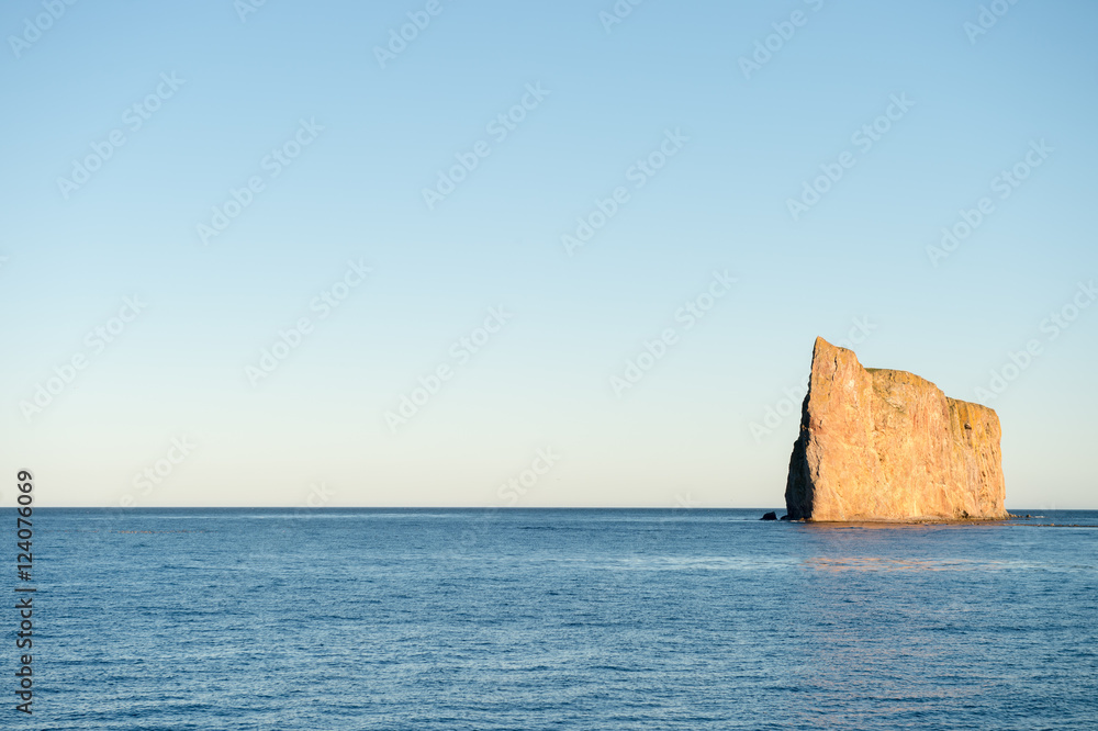 Side view of Perce Rock, Perce, Gaspe, Peninsula, Quebec, Canada