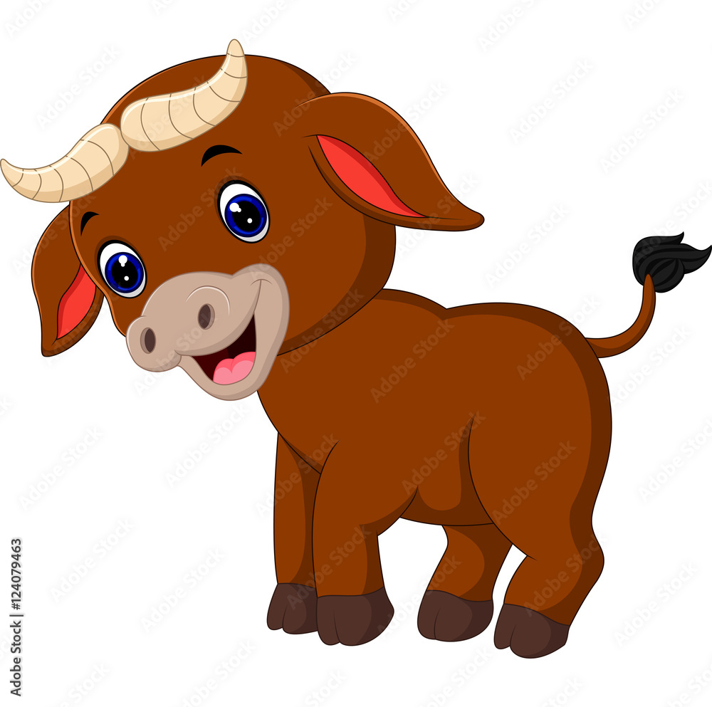 cute baby bull cartoon Stock Vector | Adobe Stock