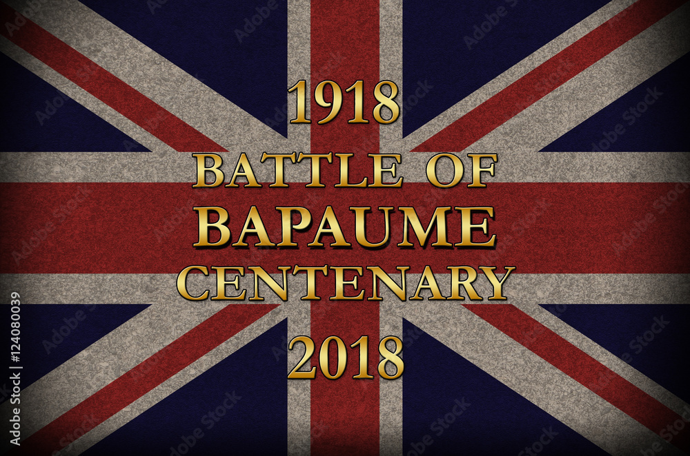 Fototapeta premium Grunge Style. World War 1 Battle of Bapaume centenary British flag background