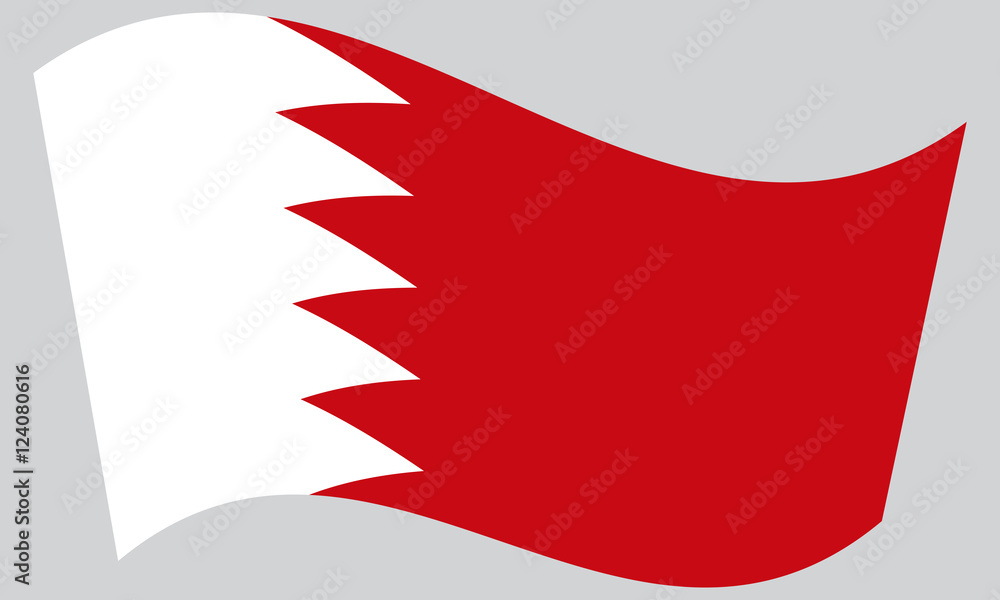 Obraz premium Flag of Bahrain waving on gray background